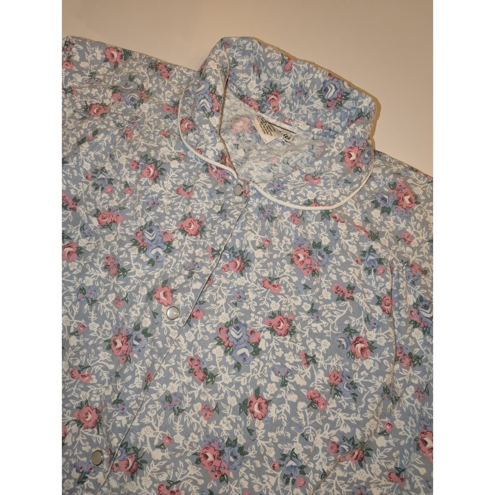 Vintage Nightgown Robe XL 1X Floral Cottagecore 100% cotton Soft Prairie 80s